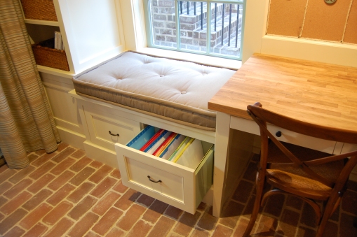 Built-In File Cabinets Under Window Seat